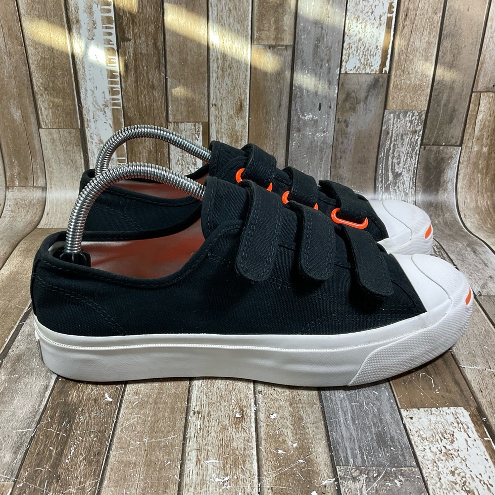 Converse Jack Purcell 3V Womens 9 Black Orange Strap Shoes Sneakers Skater Low